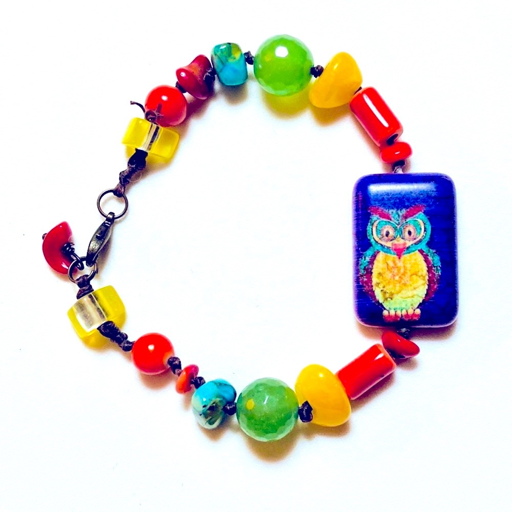 Handmade Owl of Promise Rainbow Bracelet